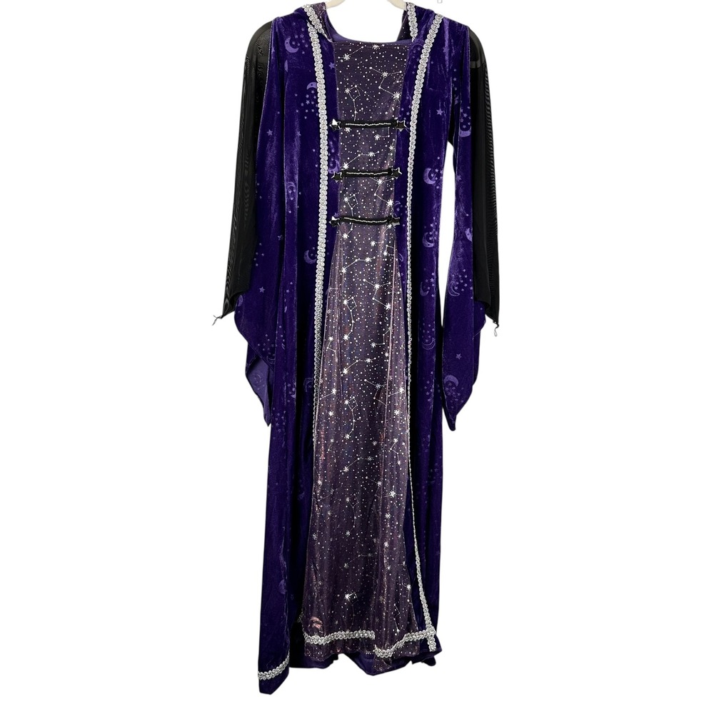 Spirit Halloween Celestial Sorceress Costume Purple Velvet Moon Star Kids XL